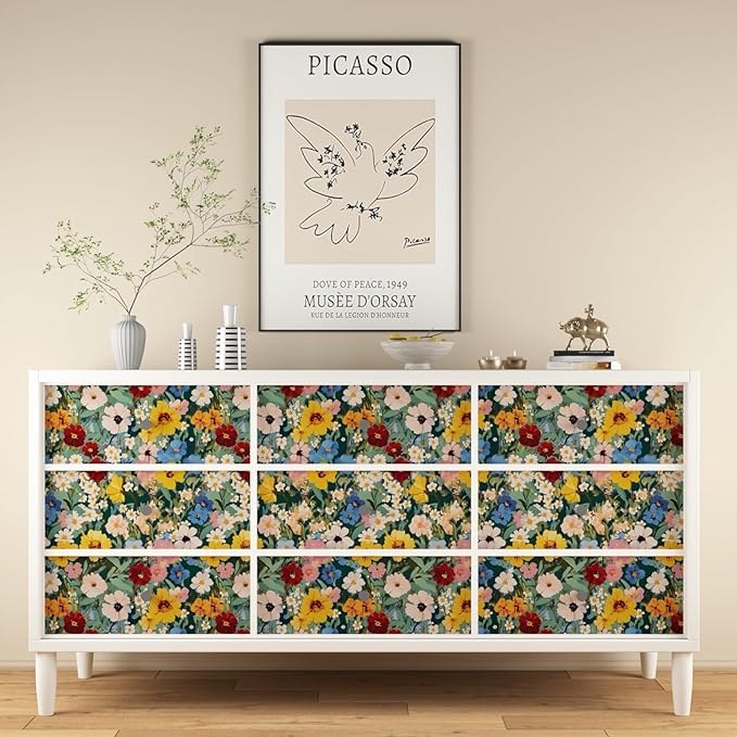 BOKEBEVE Watercolour Floral Peel and Stick Wallpaper Colorful Boho Contact