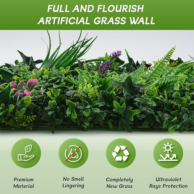 fanado Grass Wall Panels 20"x20", Artificial Hedge Greenery Wall Backdrop