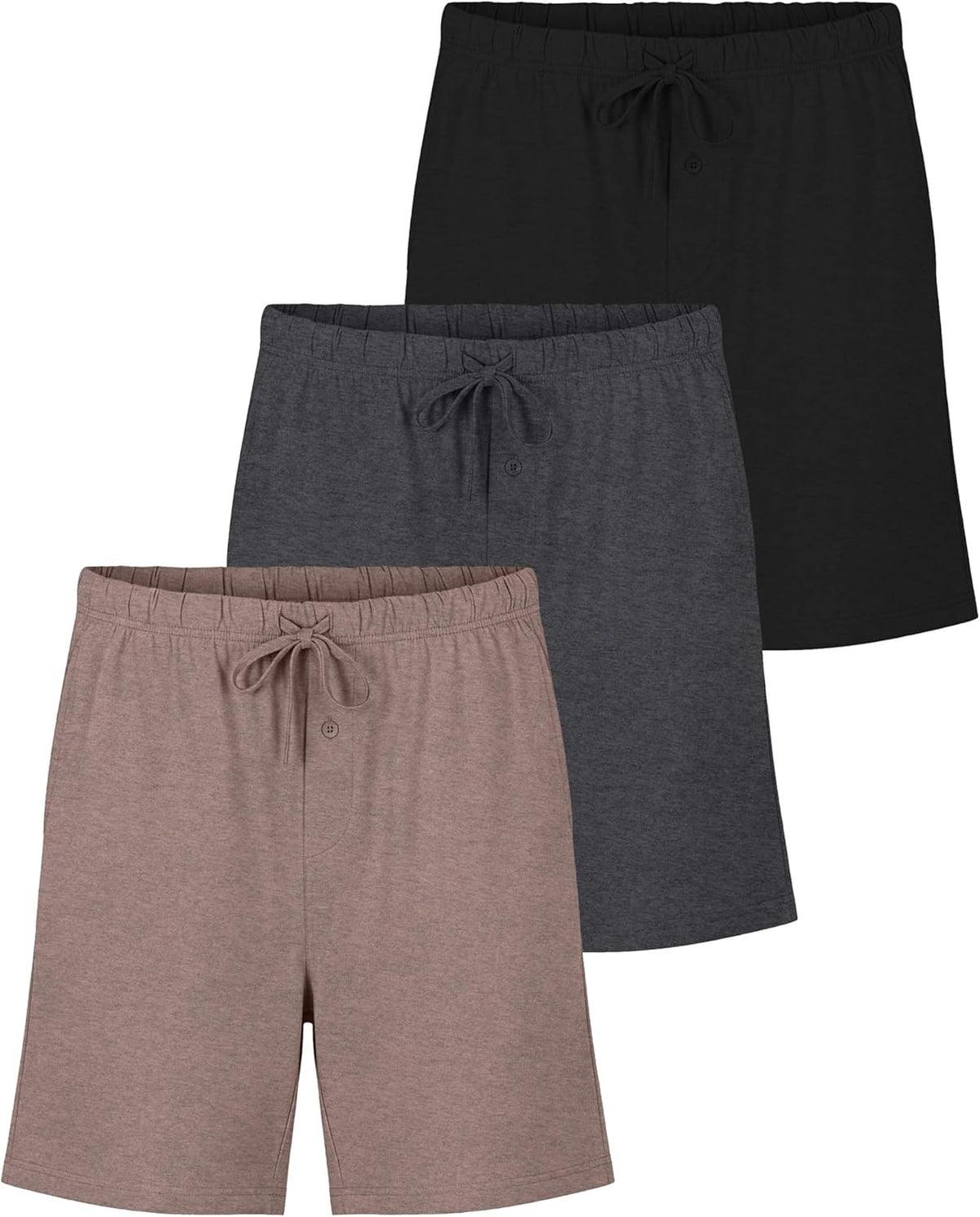Real Essentials Men's Cotton Ultra-Soft Knit Sleep Pajama Shorts - 3 Pack | Big & Tall Sizes Available