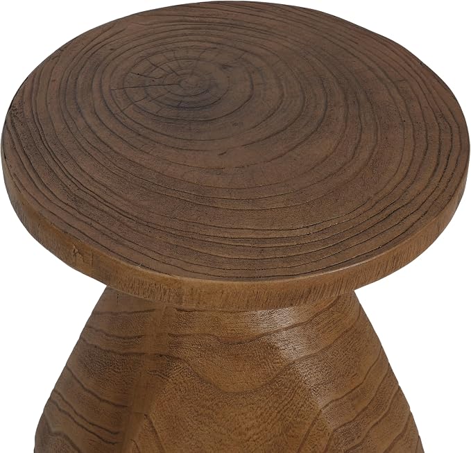 Christopher Knight Home Yone MGO Outdoor Side Table with Wood Grain Finish, Lightweight Concrete Accent Table for Indoor/Outdoor Usage, Small End Table with Waterdrop-Shaped Base, No Assembly, Wood