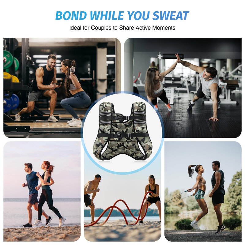 ZELUS Weighted Vest, 6lb/8lb/12lb/16lb/20lb/25lb/30lb Weight Vest for Men Women with Storage Pocket & Reflective Strips for Workout Strength Training Running Muscle Building, Desert Camo (25 lb)