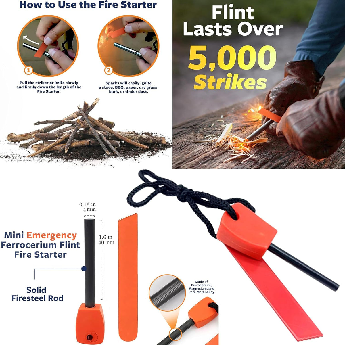 Survival Kit - All-in-One Survival Gear and Supplies for Camping, Hiking, Hunting, and Car Emergencies - Essential Tools, Great Gift for Men, Fathers, Boyfriends, Boys, Dads and Scouts