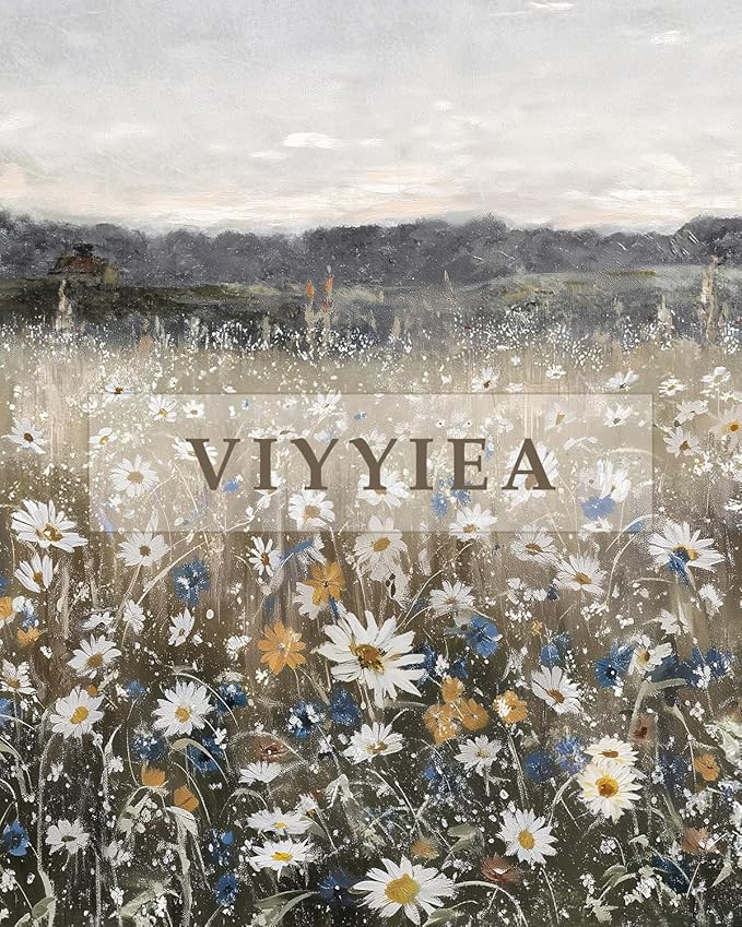 VIYYIEA Extra Large Canvas Wall Art, 36x54 Inch Vintage Wildflower Landscape, Neutral Floral Meadow Wall Decor for Living Room or Bedroom, Above Sofa