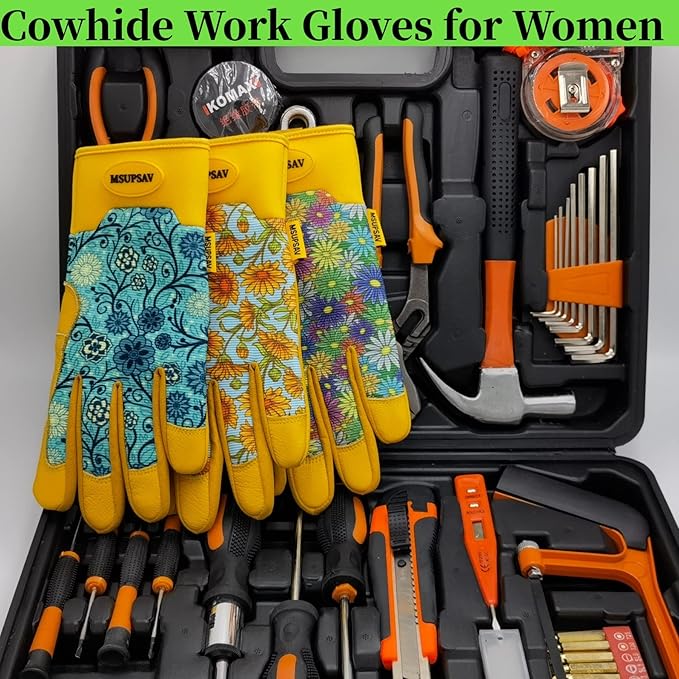 Thorn Proof&Puncture Resistant Gardening Gloves with Grip,Garden Gloves for Women, Leather Work Gloves,Gifts