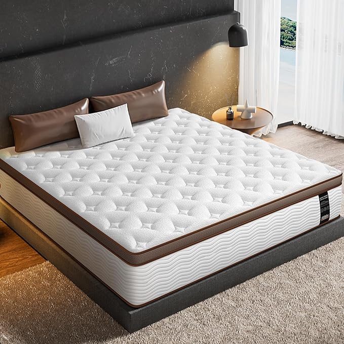 BedStory Firm King Size Mattress for Couples - 12 Inch Hybrid Mattress with Quiet Motion Isolation, Extra Spinal Support and Back Pain Relief - 800+ Pocket Springs, CertiPUR-US Certified