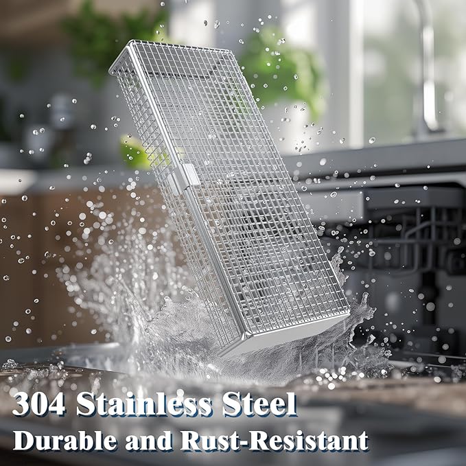 Dishwasher Basket for Small Items, 304 Stainless Steel Dishwasher Basket, Bottle Parts, Scoops, Forks, Chopsticks Cleaning (2 PCS)