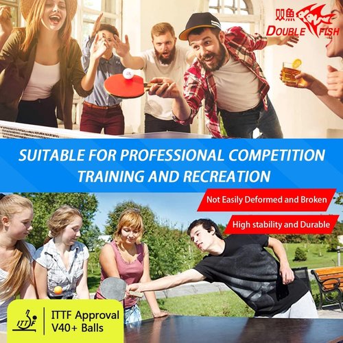 DOUBLE FISH 3-Star Ping Pong Balls - ITTF Approved | Professional 40+ ABS Training Balls
