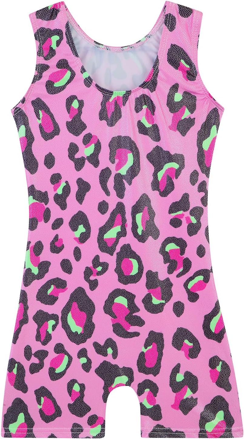 Skiennix Leotards for Girls - Shiny Mermaid Unicorn Design | Toddler Dance Wear in Rainbow Blue & Hot Pink