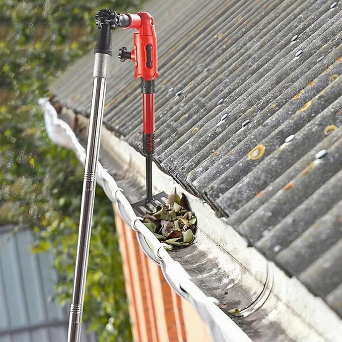Gutter Cleaning Tools from The Ground, 67in Telescopic Steel Gutter Cleaner with Rake Shovel & 360掳 Rotate Connector for Leaves