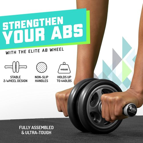 Ab Roller Wheel for Core Strength - Elite Sportz 2-Wheel Gym & Home Workout Equipment