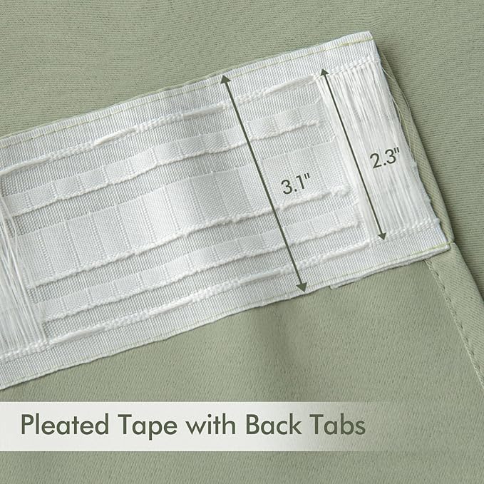 MIULEE Back Tab Sage Green Curtains 108 Inch Long 2 Panels Set