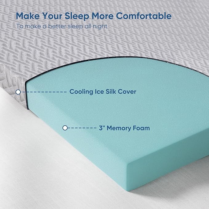 Memory Foam Mattress Topper King Size, 3 Inch Gel Infused Cooling Mattress Pad with Breathable Bamboo Cover, Pressure Relief & Machine Washable Bed Topper 76"x80" Gray