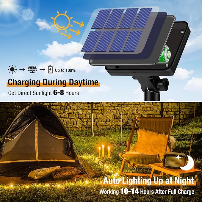 btfarm Solar String Lights for Outside - 80LED 33FT Solar Fairy Lights Outdoor Waterproof 8 Modes, Copper Wire Solar Powered Twinkle Lights for Tree Garden Christmas Wedding Party Decor, Warm White