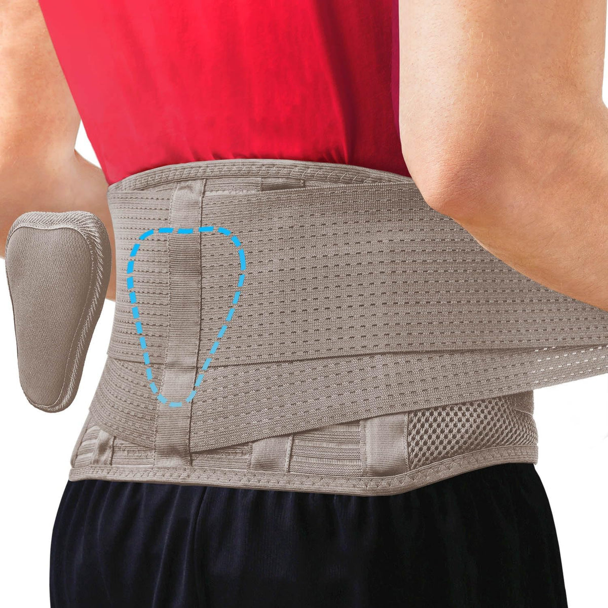 Sparthos Back Support Belt - Instant Relief for Lower Back Pain & Sciatica - Breathable Lumbar Brace - Fits 31–38″ Waist (Taupe, Small)