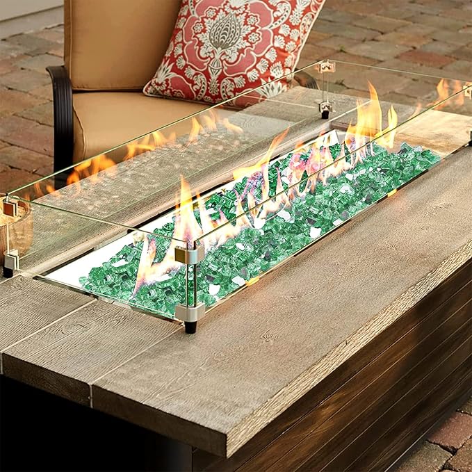 Mr. Fireglass 10 Pounds Fire Glass - 1/2 Inch High Luster Reflective Tempered Glass Rocks for Fireplace Fire Pit Table and Landscaping, Light Green