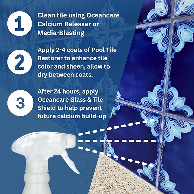 OCEANCARE Pool Tile Restorer Quart Trigger Spray | Restore & Enhance Pool Tile Color | Low VOC Surface Treatment