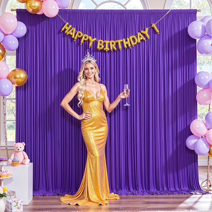 4 Panels Purple Backdrop Curtain for Parties Wedding Wrinkle Free Purple Photo Curtains Backdrop Drapes Fabric Decoration for Birthday Party Photography 20ft(W) x 10ft(H)