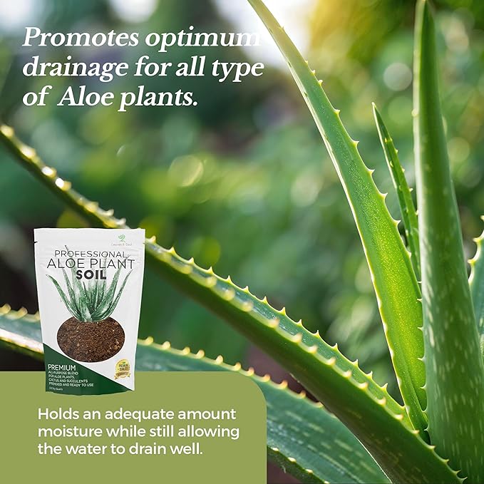 Professional Aloe Plant Soil Mix Large 2.2 Quarts Ready to Use, Premium Potting Soil for Aloe Vera Cactus Succulent Plants, Fast Draining Blend Pinebark Peat Course Sand Indoor Made in USA