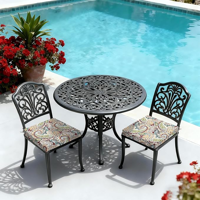 LVTXIII Outdoor Seat Cushions Set of 2 Square Chair Cushions with Ties, Patio Chair Pads for Home Office and Patio Garden Furniture Decoration 22"x22"x3", ‌Paisley Chilli