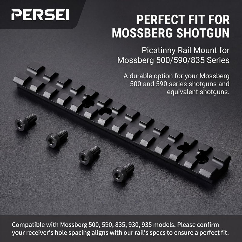Persei Mossberg 500/590/835 Shotgun Picatinny/Weaver Rail Mount, 13 Slots Low Profile Scope Base Top Rail Mount