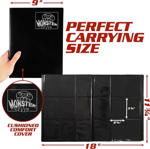 Monster Trading Card Binder - Matte Black Album with Anti-Theft Protection | Holds 160 Cards for Yu-Gi-Oh, Pokémon, MTG