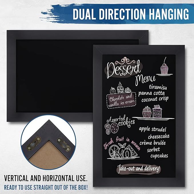 HBCY Creations Rustic Black Magnetic Wall Chalkboard, Small Size 11" x 17"