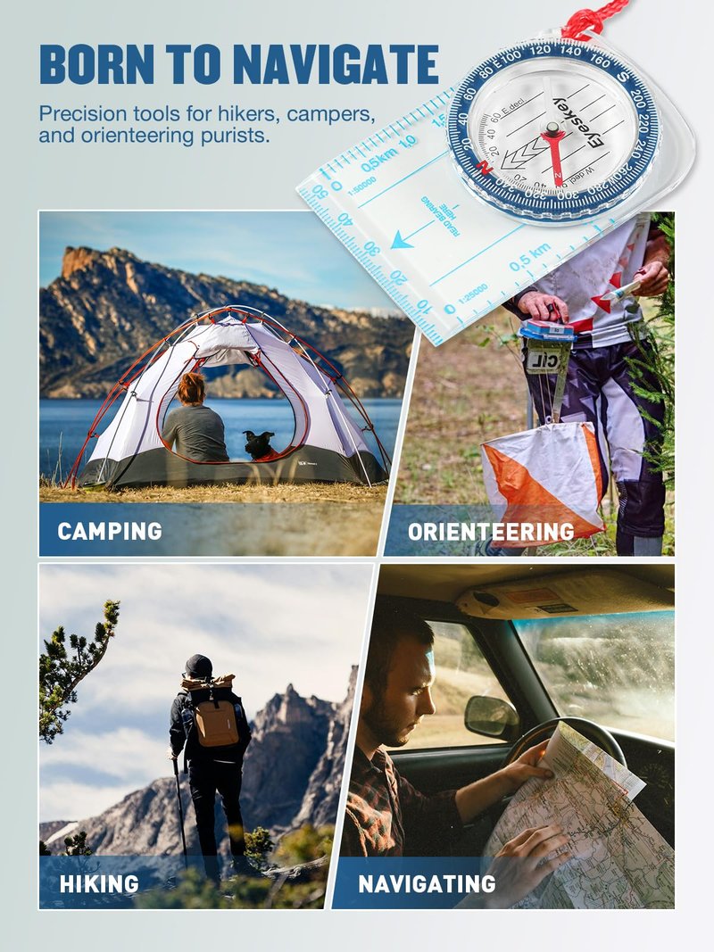 Eyeskey Ultra-Light Compass,Compact Hiking&Mountaineering, Accurate Orienteering Compass with Map Scales for Backpacking, Trekking & Scout Navigation