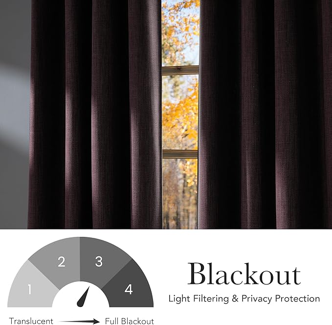 NICETOWN Short Faux Linen Greyish Purple Blackout Curtains 63 inches Long