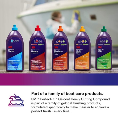 3M Perfect-It Gelcoat Heavy Cutting Compound - Fast Marine Oxidation Remover for Boat & RV Gelcoat - 1 Quart