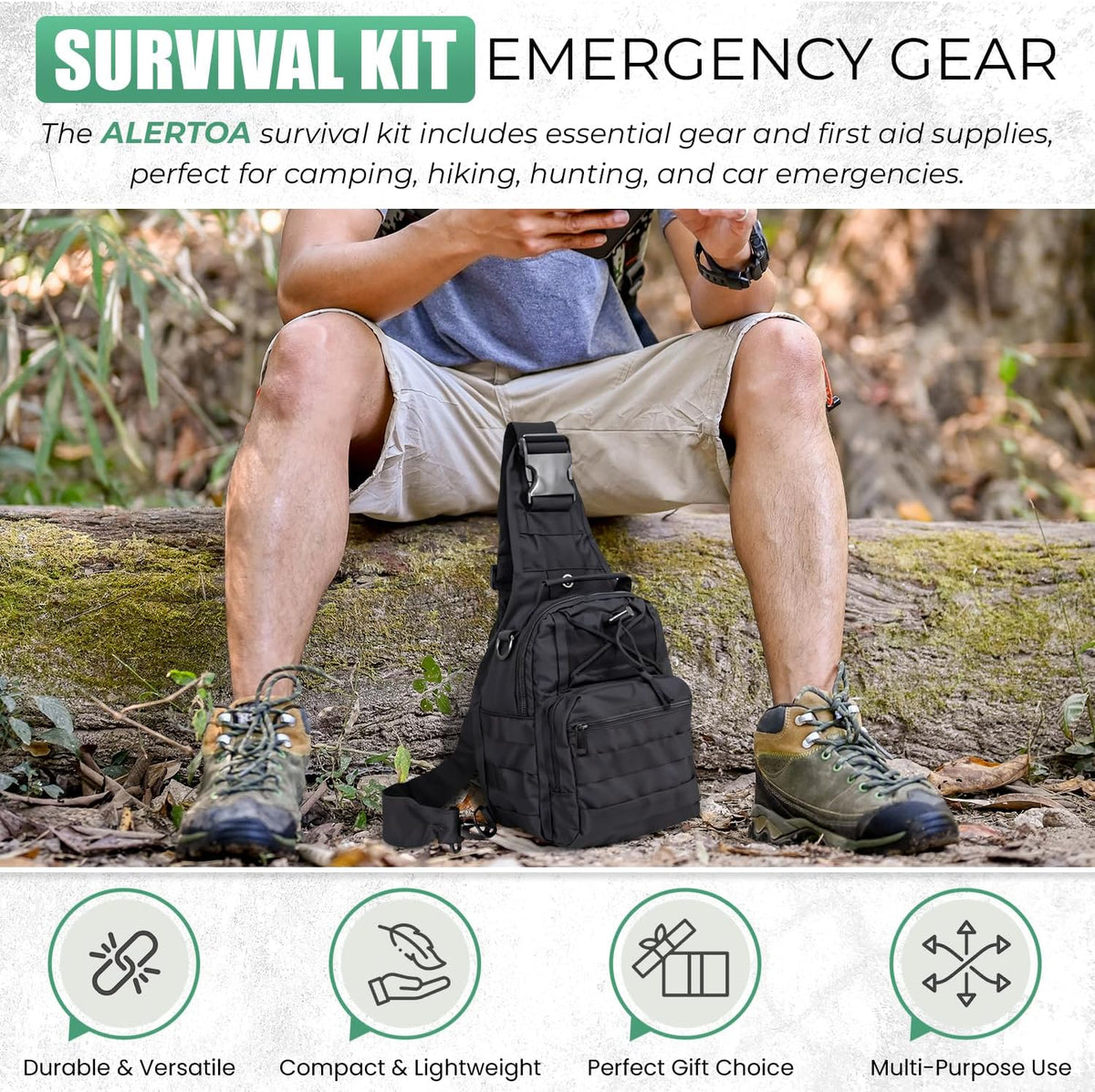 Survival Kit - All-in-One Survival Gear and Supplies for Camping, Hiking, Hunting, and Car Emergencies - Essential Tools, Great Gift for Men, Fathers, Boyfriends, Boys, Dads and Scouts
