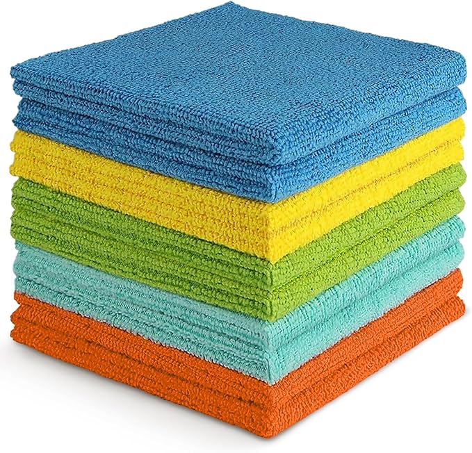 AIDEA Microfiber Cleaning Cloth, 10PK, Soft Absorbent Rags, Microfiber Towels for Cars, Kitchen Towels, Dusting Cloth for Home, Window, Cleaning Supplies, 12"??12"