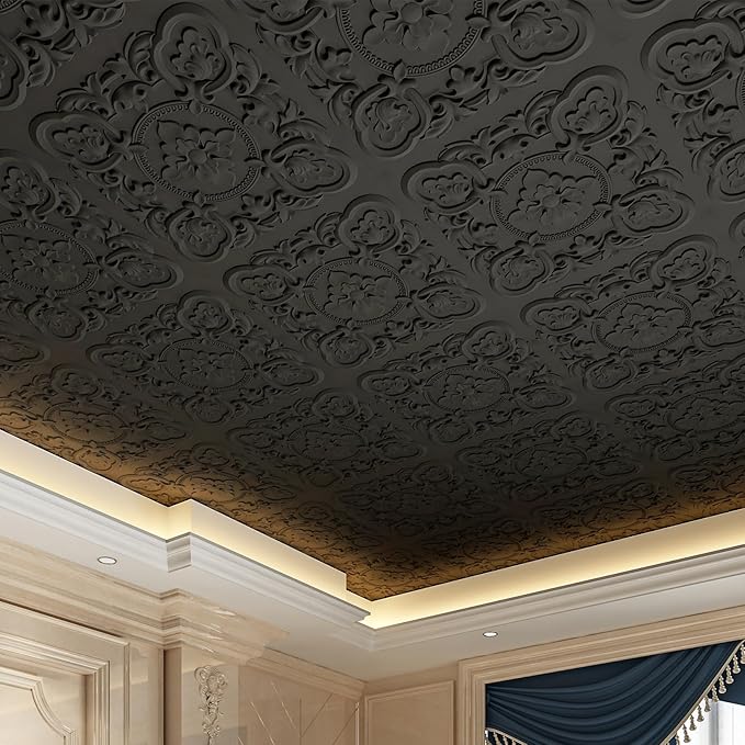 Art3dwallpanels 12 Pack Drop Ceiling Tiles, 24 x 24 Inch High Grade PVC 3D Wall