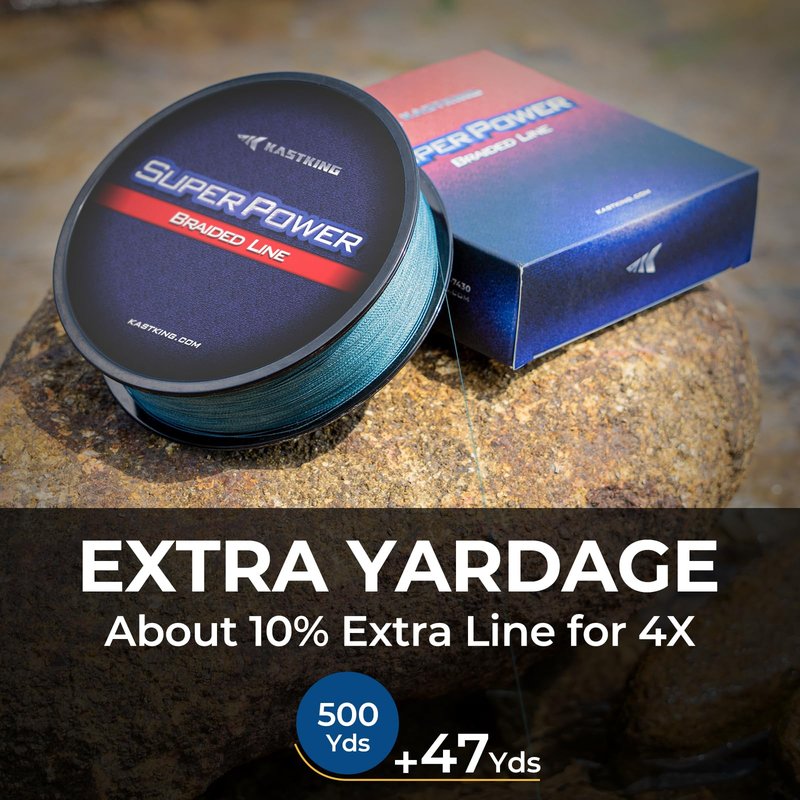 KastKing Superpower Braided Fishing Line, Black, 30LB, 500+47 Yds
