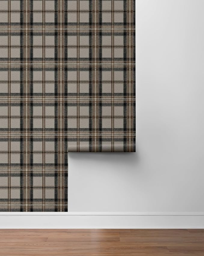 NextWall Harry & Grace Herringbone Plaid Premium Matte Non-Woven Peel and Stick