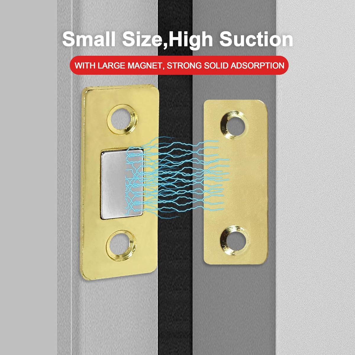 Cabinet Magnetic Catch, 6 Pack Gold Ultra Thin Magnetic Cabinet Door Catch, Adhesive Cabinet Magnets for Kitchen Drawer Cabinet Door Closet, Concealed Strong Magnetic Cabinet Latch