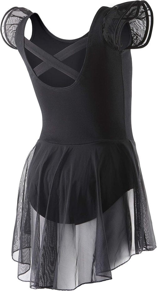 DIPUG Ballet Leotards for Girls - Flutter Sleeve Design with Criss-Cross Back | Toddler Sizes Available