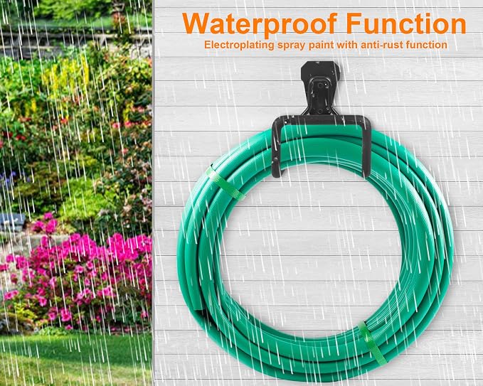 PeoMev 2pcs Heavy Duty Hose Hanger Garden Hose Storage Black Water Hose Holders for Outside Wall Mount Garden Hose Reel Hose Stand