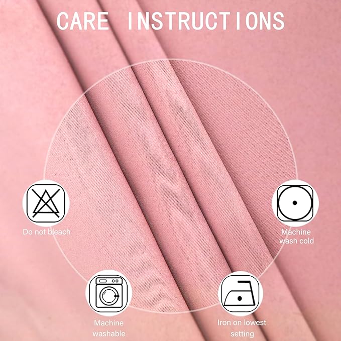 LEMOMO Pink Thermal Blackout Curtains/42 x 72 Inch/Set of 2 Panels Room