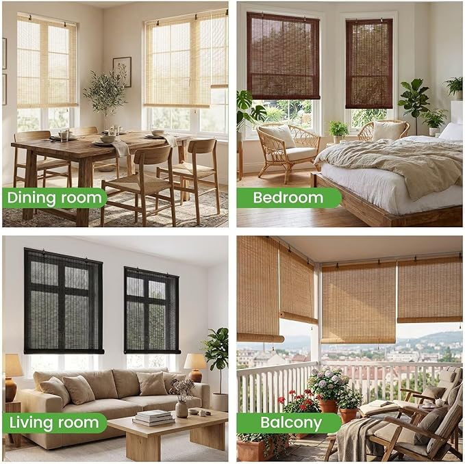 Bamboo Blinds, Custom Sizes Roller Shades