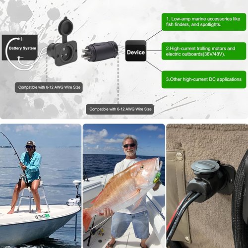 Minn Kota 70A Trolling Motor Plug & Receptacle - Watertight Heavy Duty Connector for 12-48V Systems