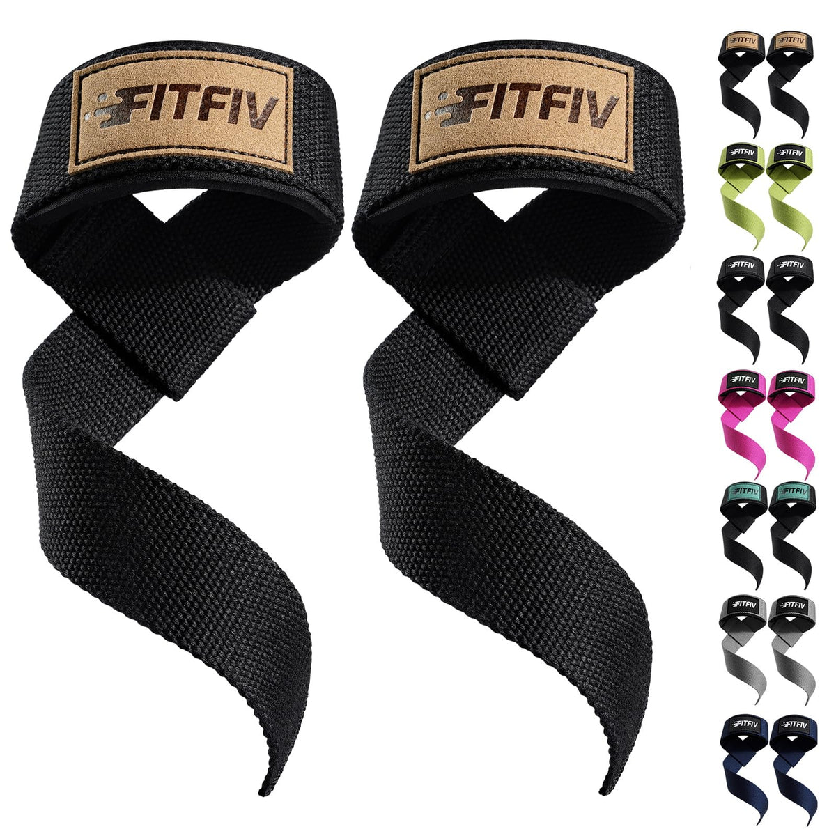 FITFIV Lifting Straps for Weightlifting, Lifting Wrist Straps for Gym Strength Training, Neoprene-padded Wrist Cushion - Men & Women