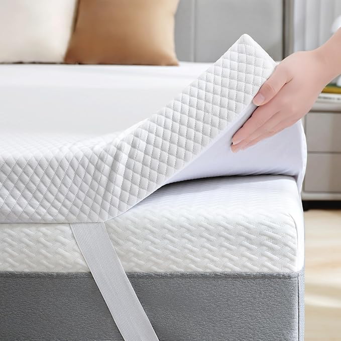 SINWEEK 2 Inch Gel Memory Foam Mattress Topper Twin XL Size/Twin Extra Long, Ventilated High Density Pad for Back Pain, Bed Topper with Removable Soft Cover, CertiPUR-US Certified