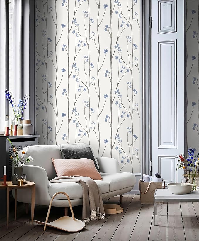 Timeet Purple Peel and Stick Wallpaper Removable Self-Adhesive Floral Wall