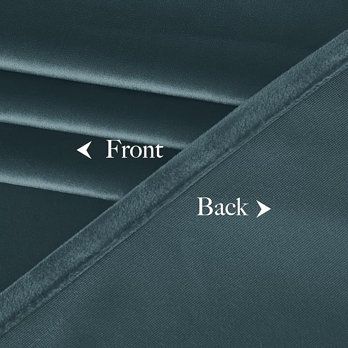 NICETOWN Room Darkening Greyish Blue Velvet Curtains, Rod Pocket Super Soft