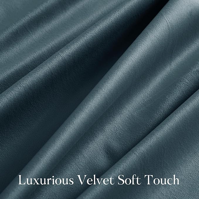 NICETOWN Slate Blue Blackout Velvet Curtains
