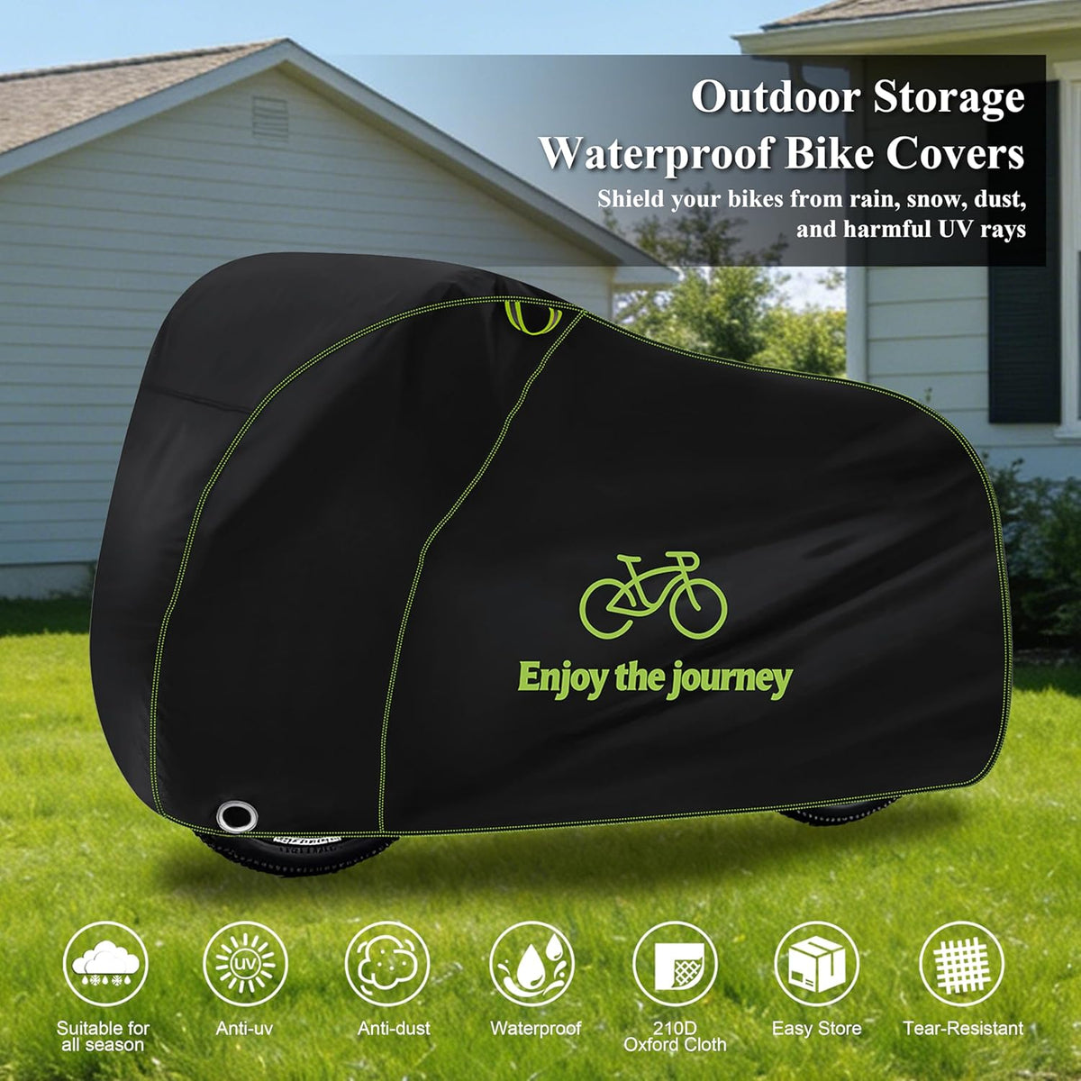 Skiennix Bike Cover for 2 Bikes - Waterproof Outdoor Protection Against Rain, Sun, and Dust
