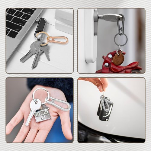 6 PCS Metal Keychain Carabiner Clip for Keys,Heavy Duty Key Rings for Car Keys, Key Chain Hooks Organizer,Key Ring Clips Holder for Men, Mini Carabiner Keychain Hook, Car Keychain for Purse Women