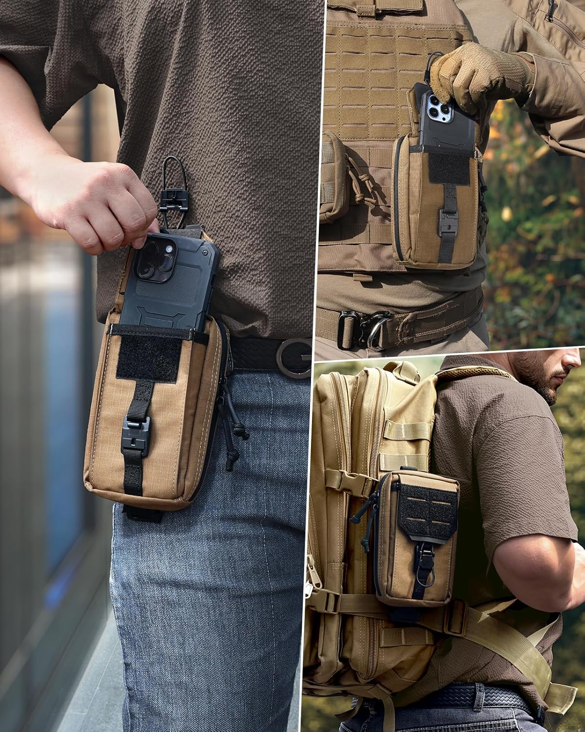 RXW Tactical Utility Phone Pouch - MOLLE EDC Tool Holster for Vests & Duty Belts | Fits 4.5"-6.9" Devices