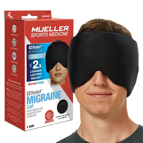 MUELLER Sports Medicine EZ Relief Migraine Cap, Ice Pack for Injuries and Pain Relief, Hot & Cold Therapy, Black