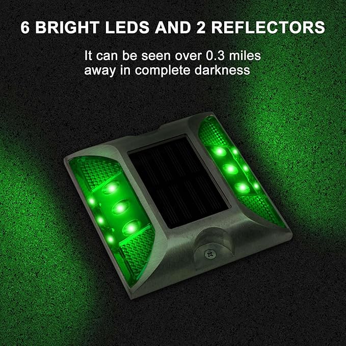 Aolyty Solar Driveway Dock Lights, IP68 Waterproof Deck Lights Outdoor, Warning Step Reflective Road Marker for Sidewalk Stair Garden Pathway Walkway (2 Pack, Red)
